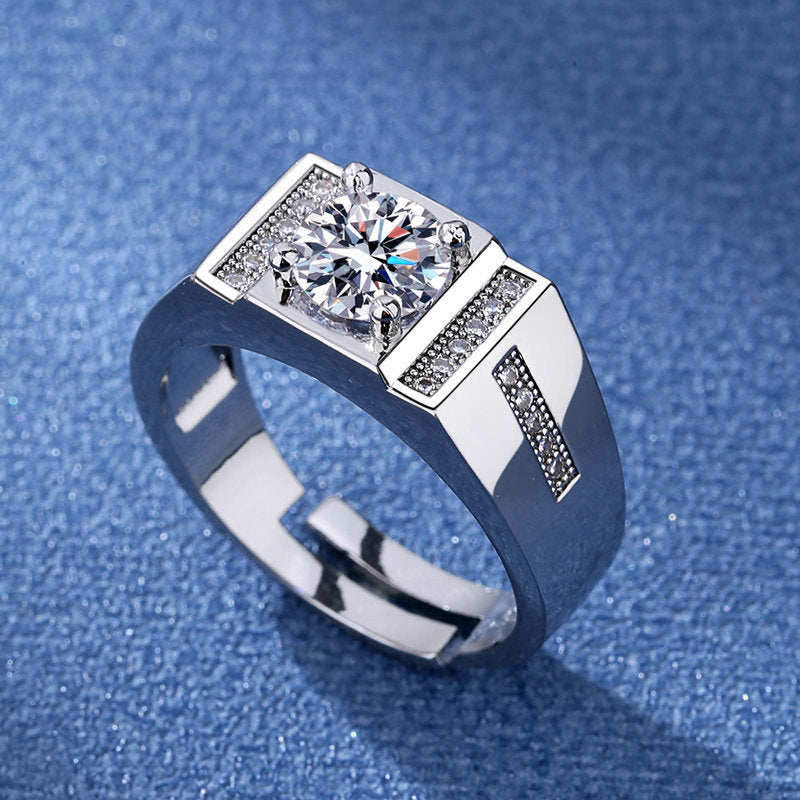 Men's Korean Style Elegant Accessories Full Diamond Fashion Open Rings