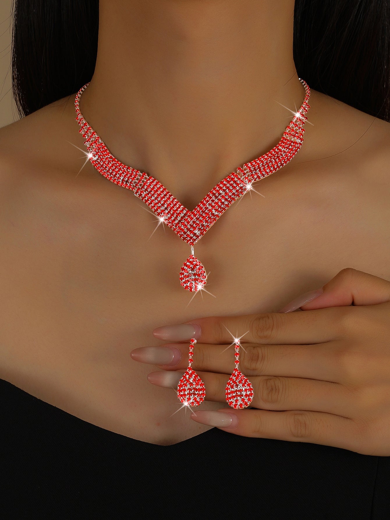 Fashion Bride Wedding Female Rhinestone Chain Earrings