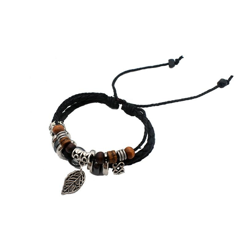 Women's & Men's Cowhide Hand Weaving British Style Jewelry Bracelets