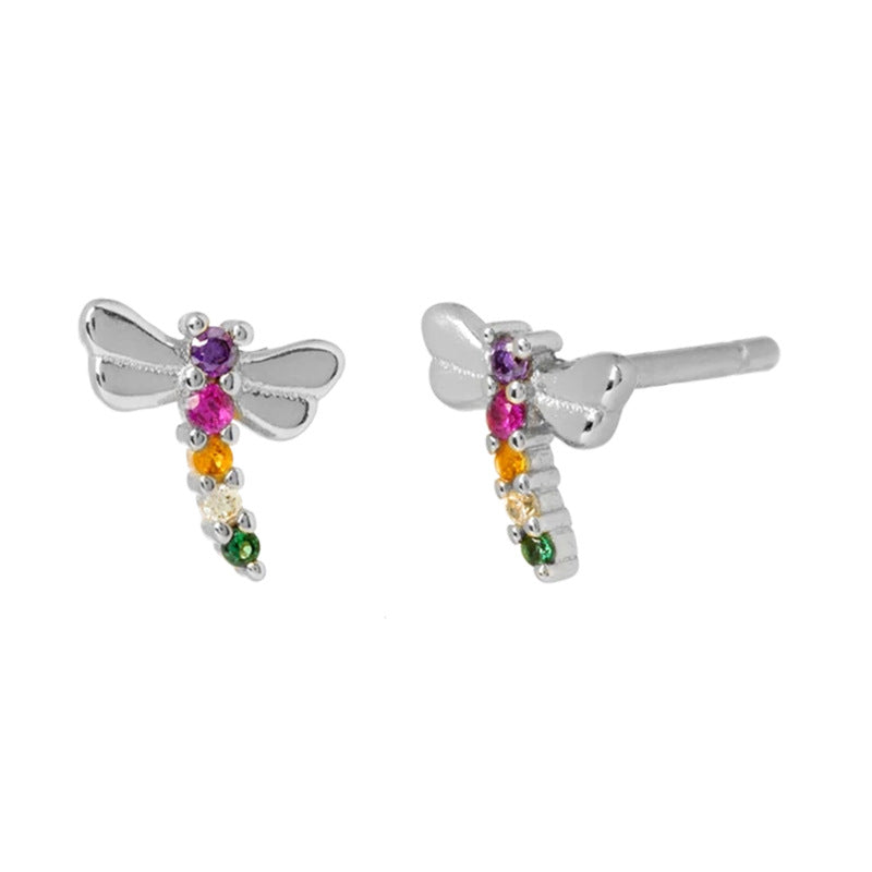 Color Zircon Dragonfly Female Fashion Fashionmonger Ear Stud Earrings