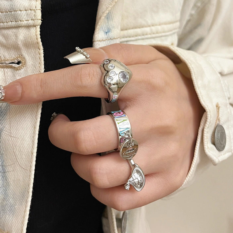 Oil Love Planet Stacked Female Special Rings