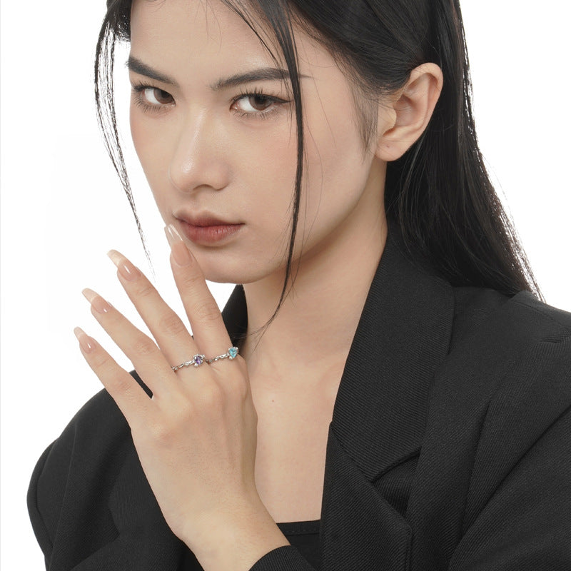 Women's Small Fashion Sterling Sier Texture Love Rings