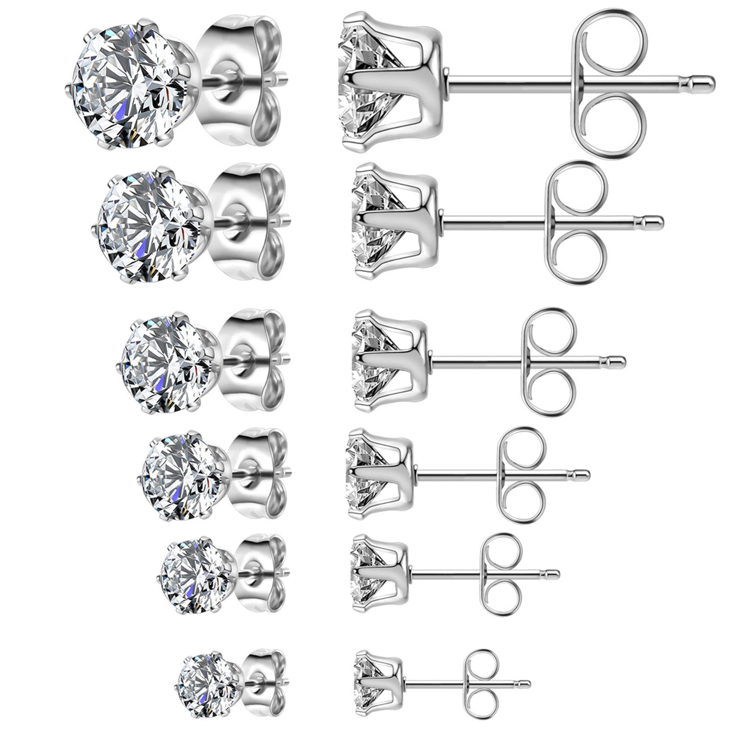 Hot Titanium Steel White Zircon Gold Earrings