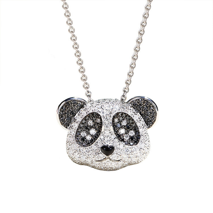 Full Diamond Black Gold Zircon Panda Cute Opening Pendants