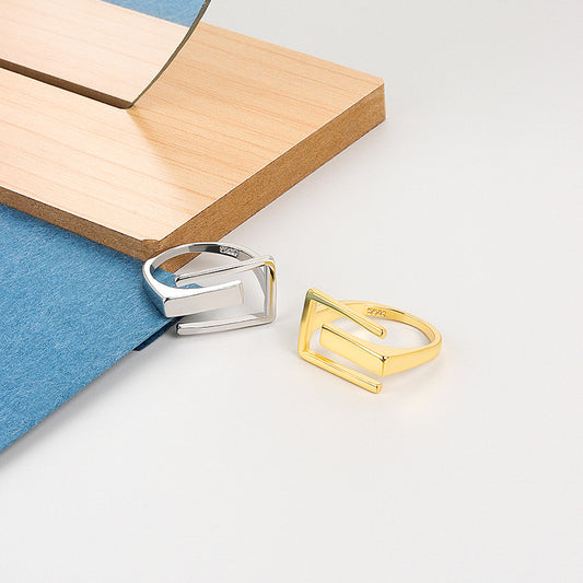 Hollow Square Female Personality Trend Letter Open Rings