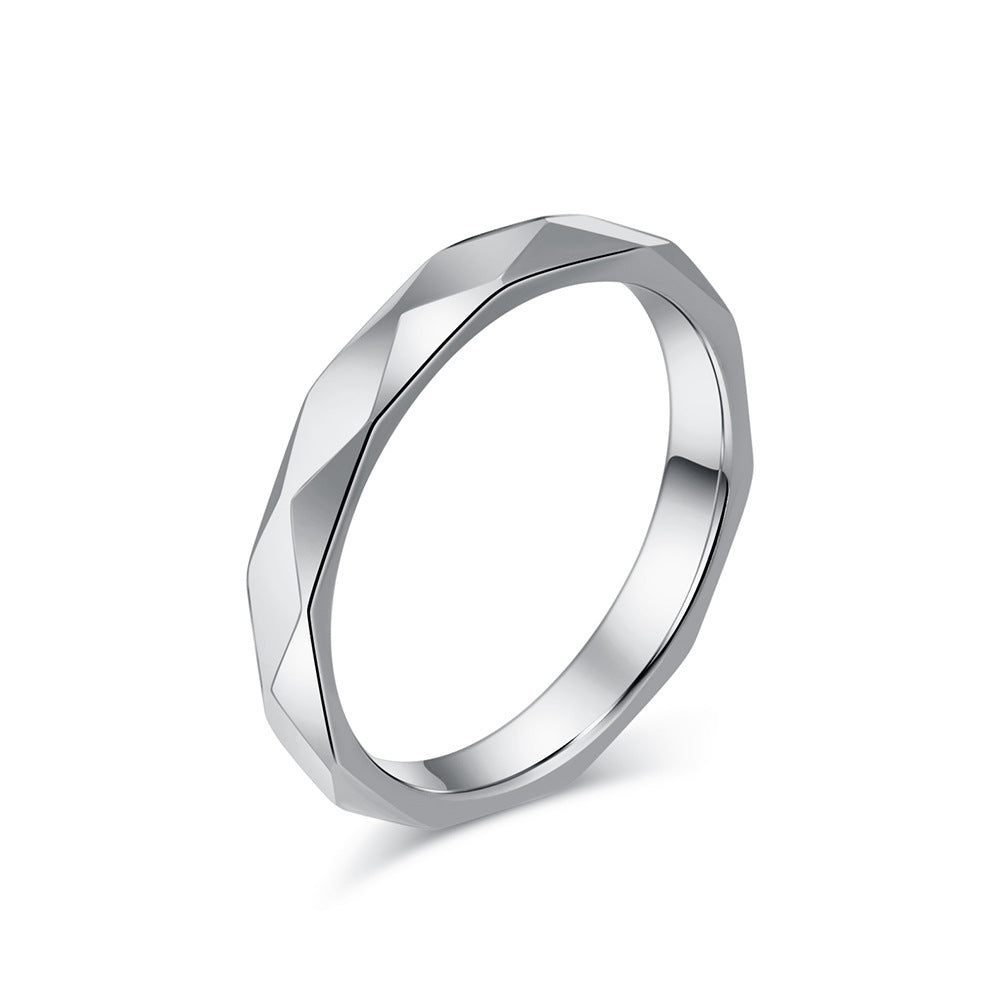 Simple Unisex Style Diamond-shaped Stainless Steel Rings