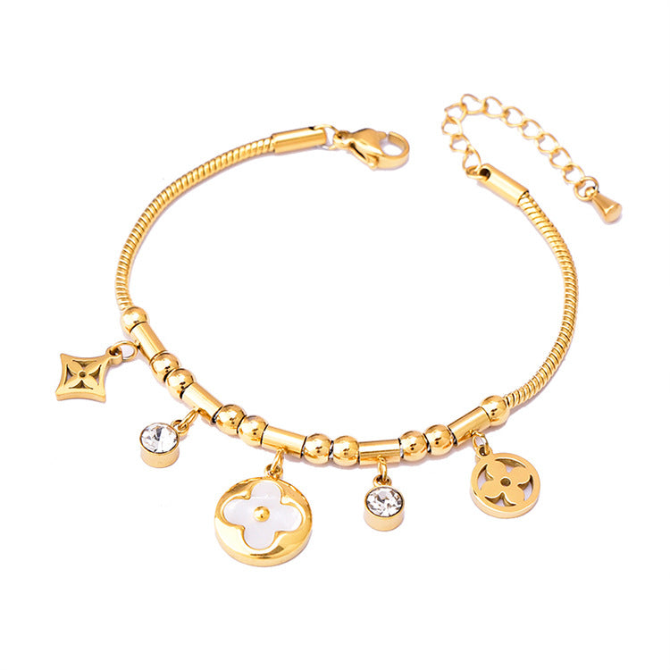 Geometric Heart Shape Shell Butterfly Five-pointed Star Titanium Bracelets