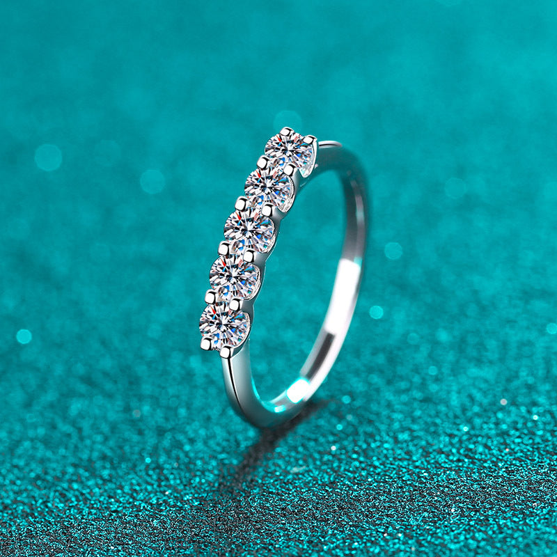 Women's Sier Inlaid Platinum Plated Meson Proposal Rings