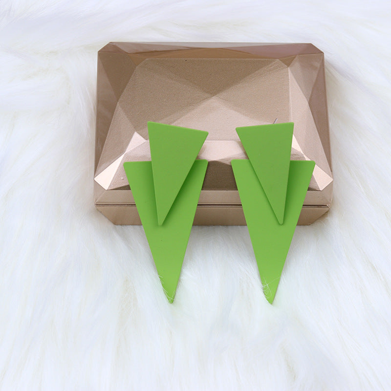 Triangle Stitching Spray Paint High Profile Earrings