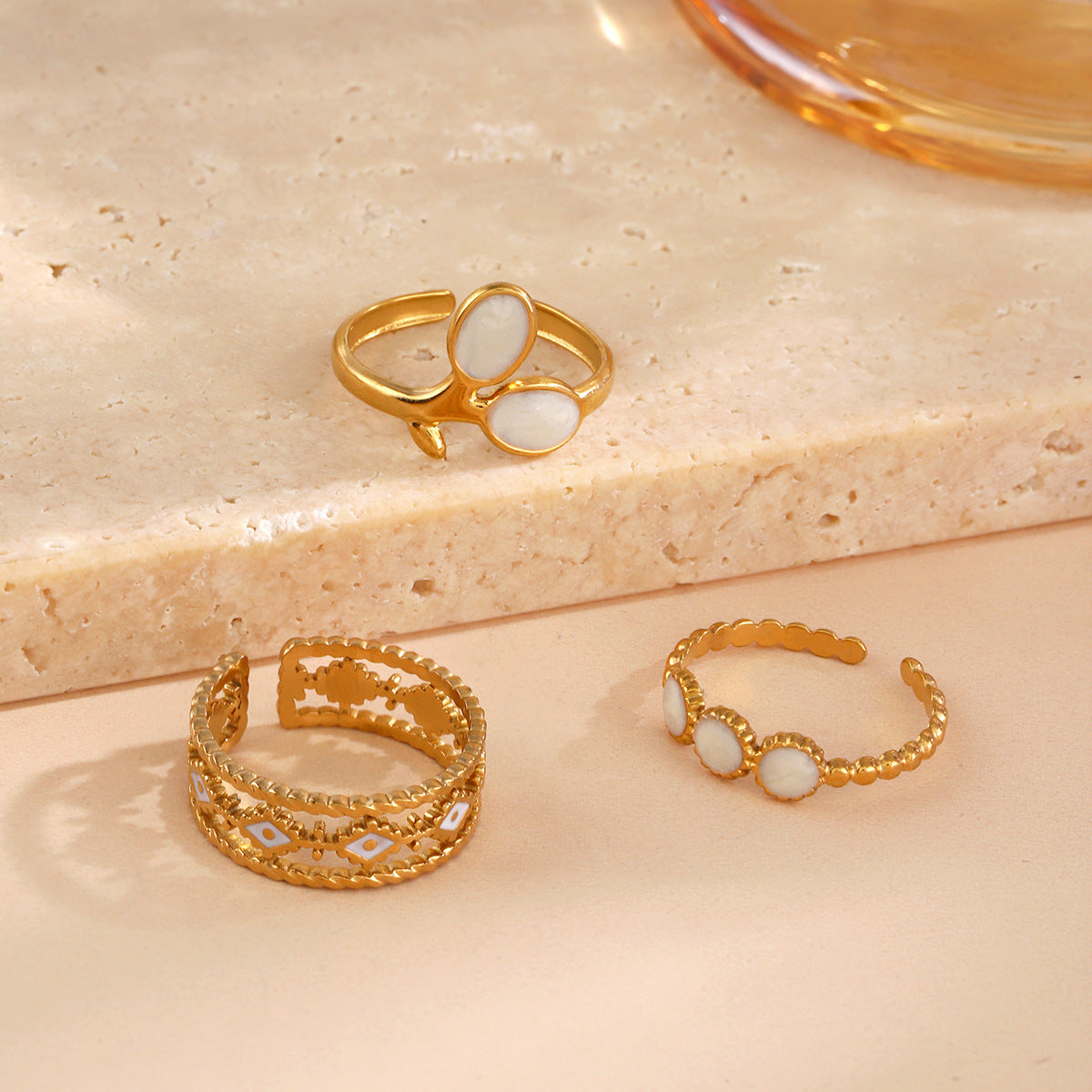 Women's Stainless Steel Diamond Open Niche Design Rings