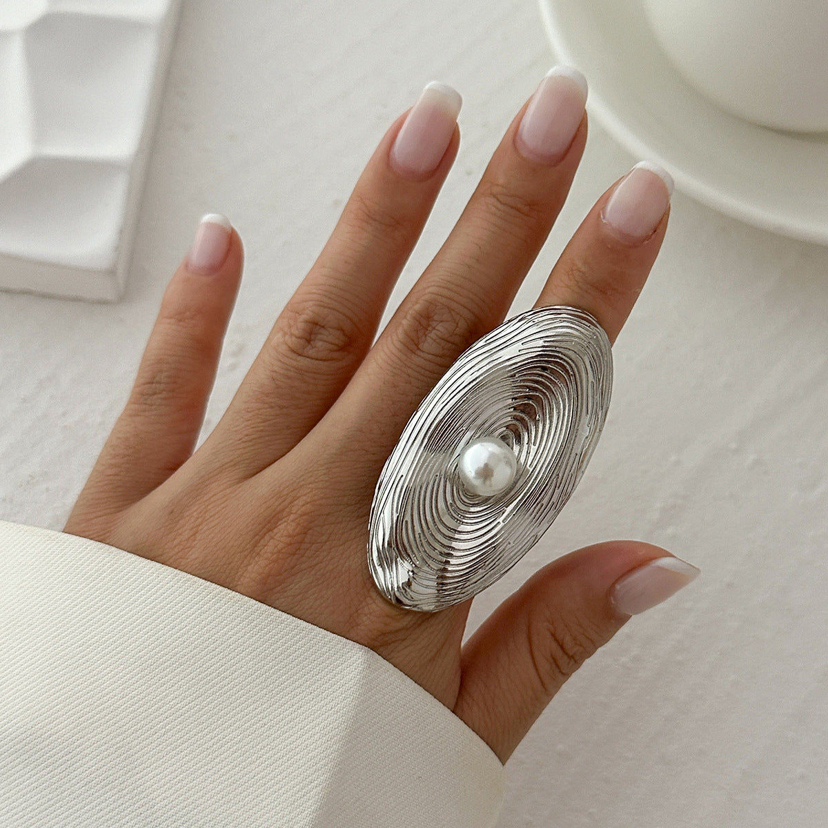 Women's Bohemian Large Lotus Leaf Open Fan Knuckle Exaggerated Rings