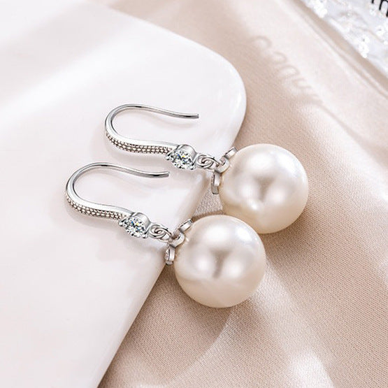 Women's Style Sier Pearl Fashion Real Trendy Earrings