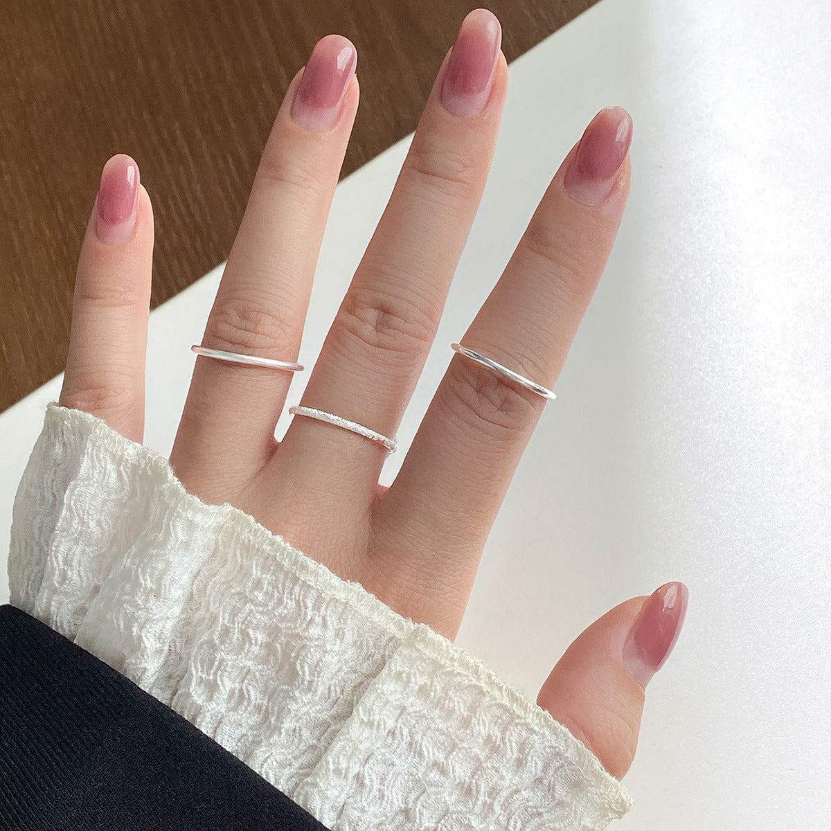 Women's & Men's Pure Sier Couple Simple Rings