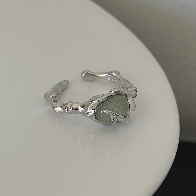 Female Temperament Imitation Jade Sier Opening Rings