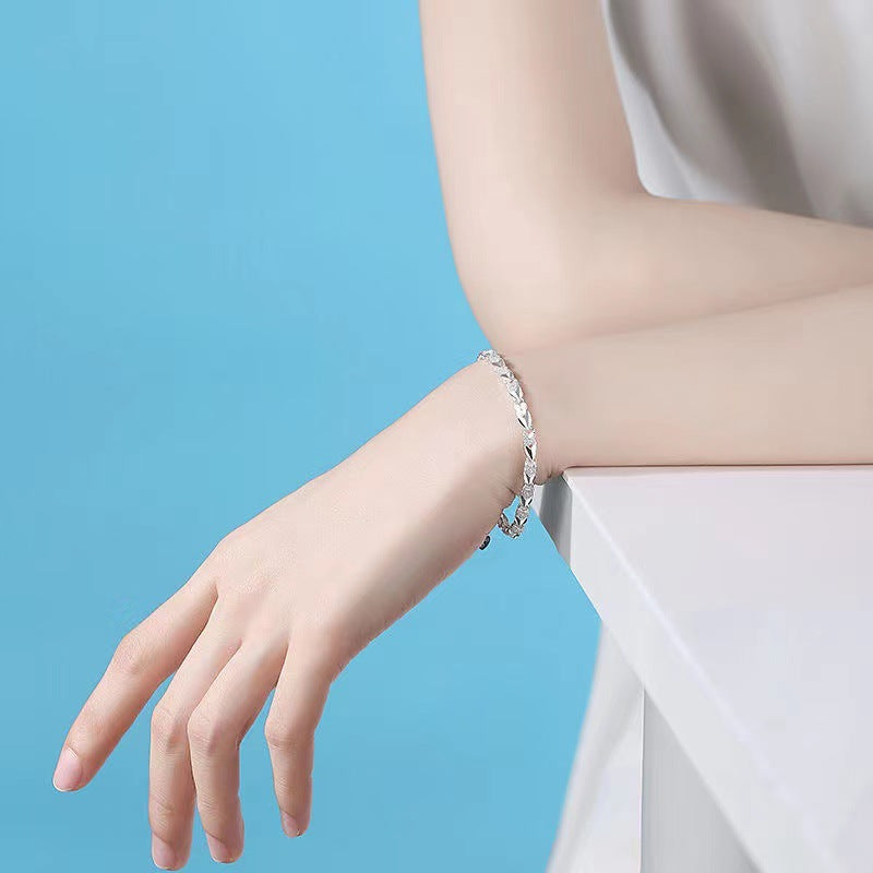 Clover Sier-plated Love Heart-shaped Korean Simple Bracelet