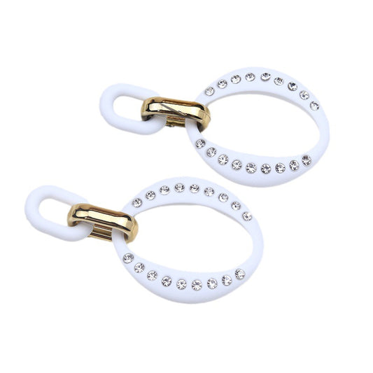 Oval Diamond Studded Hollow Ear Simple Earrings