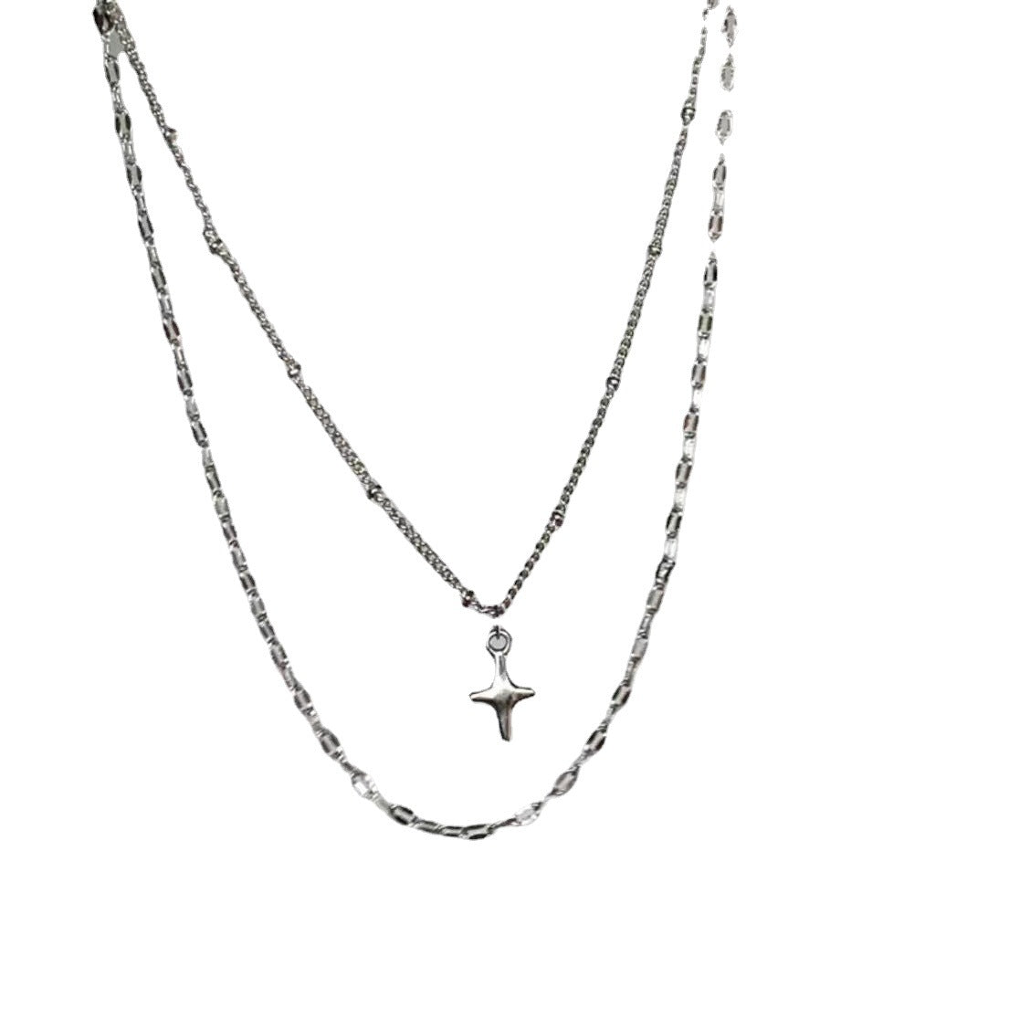 Cross Female Niche Advanced Design Clavicle Chain Versatile Twin Necklaces