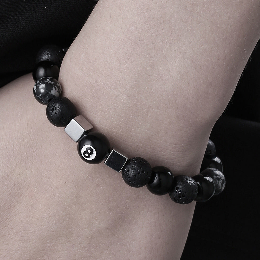 Women's & Men's Black Agate Haematite Snowflake Stone Design Bracelets