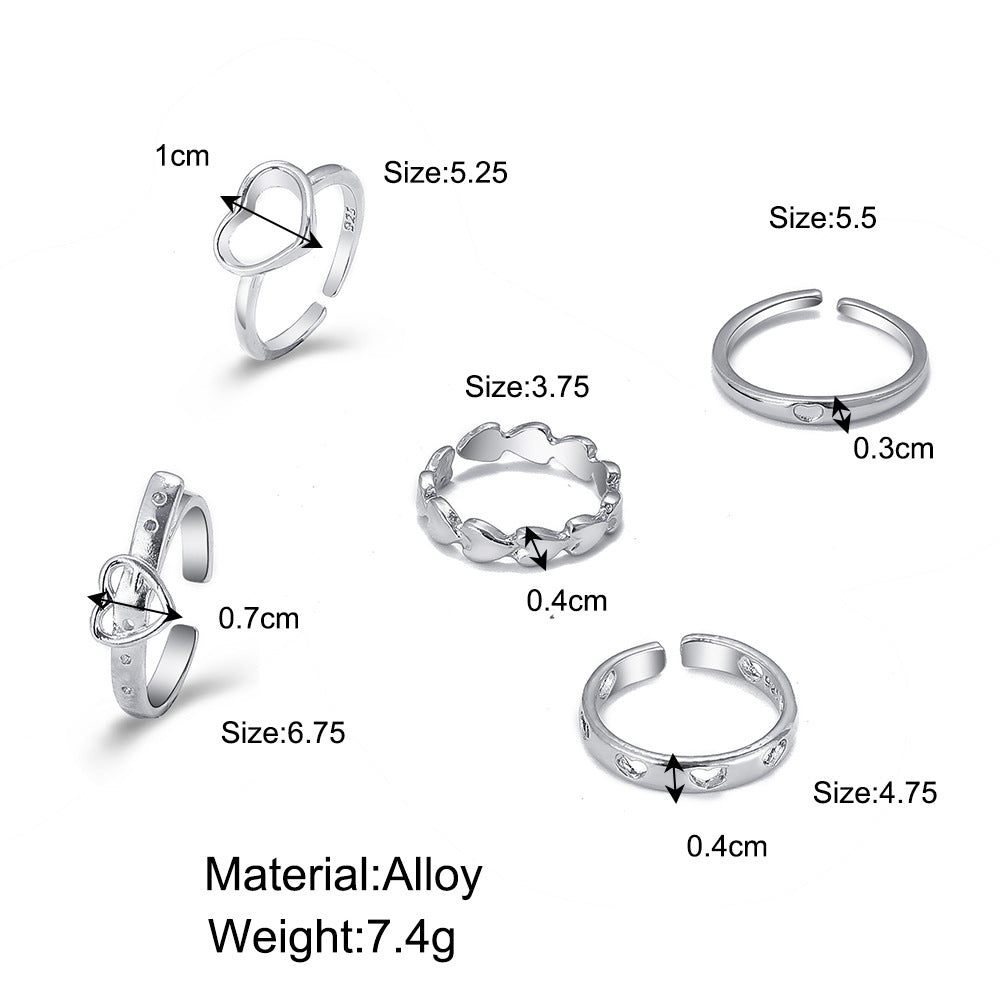 Opening Love Heart-shaped Set Hollow Cold Rings