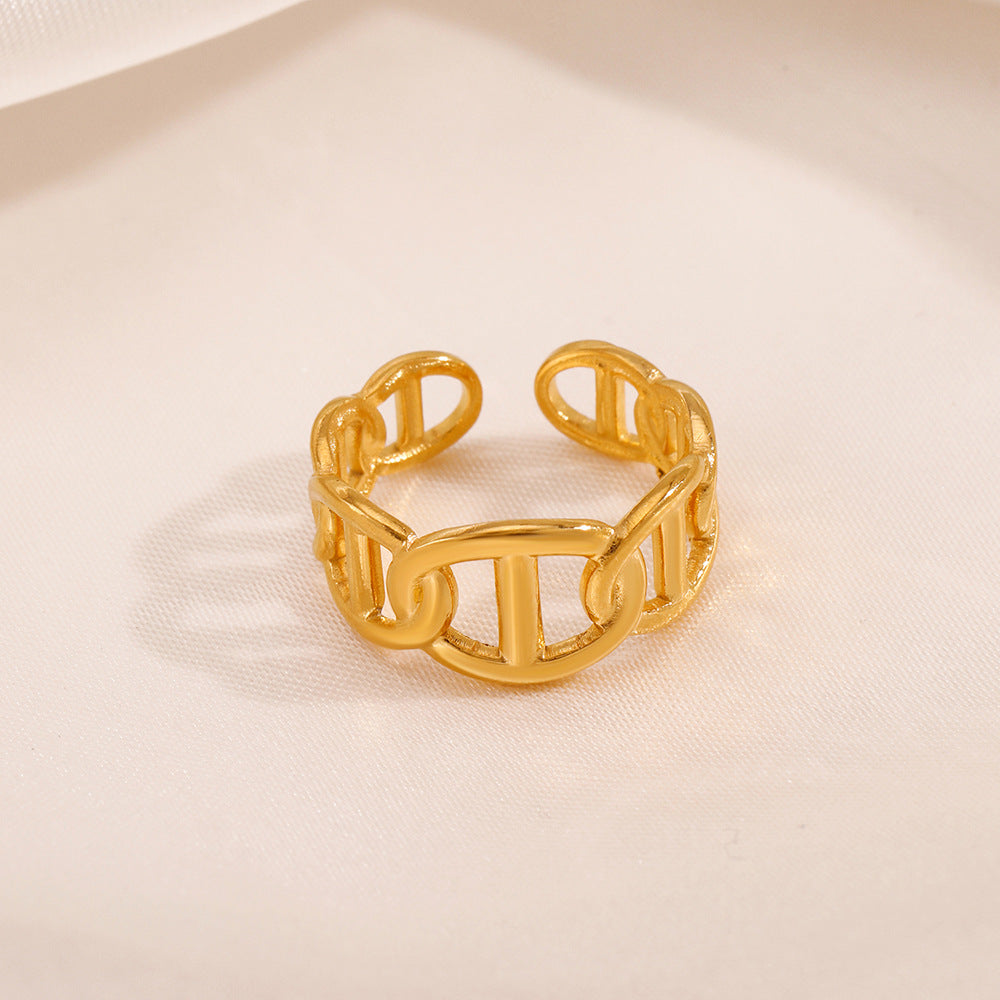 Women's Gold-plated Titanium Steel Wind Fashion Stainless Rings