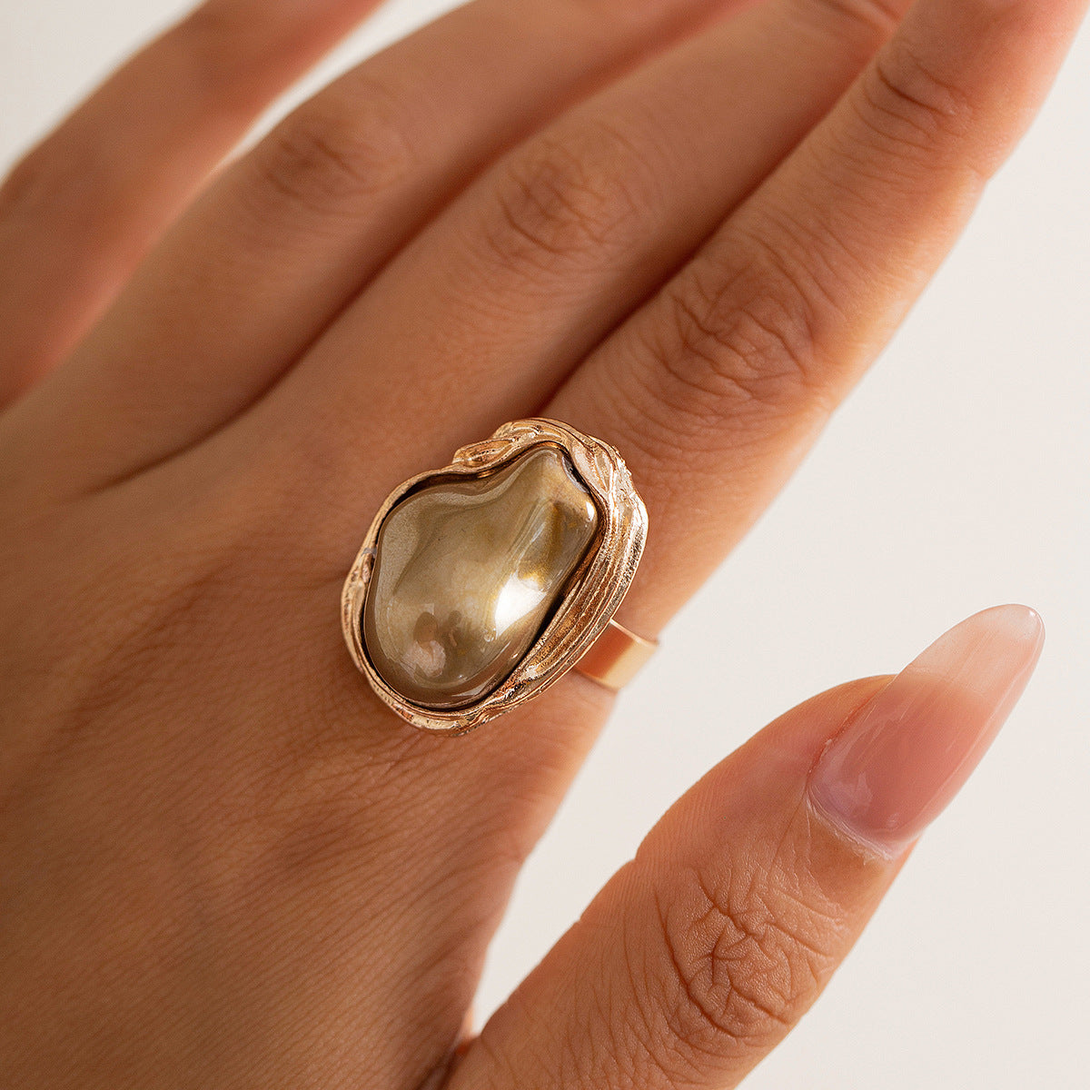 Wind Irregular Baroque Imitation Pearl Open Rings