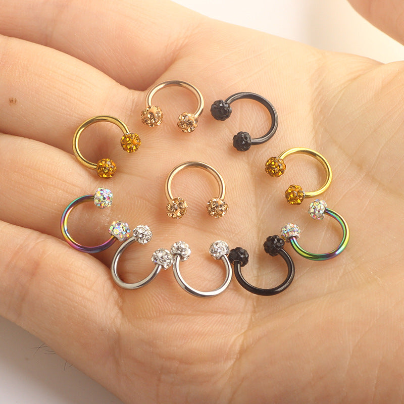Stainless Steel Type Rhinestone Ball Nose Popular Earrings