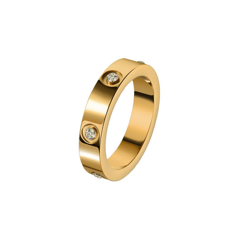 Glossy Single Titanium Female Pigment Couple Rings