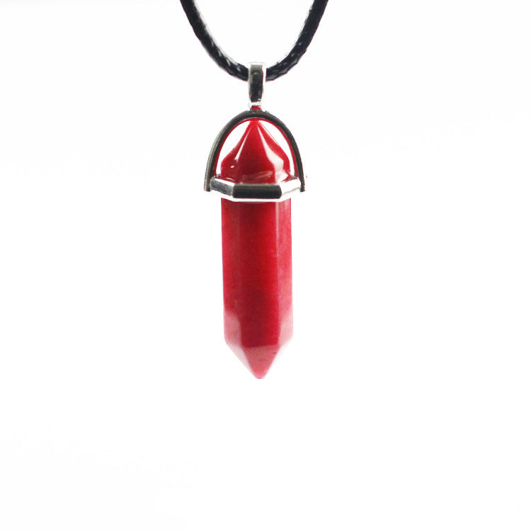 Natural Stone Hexagon Prism Fashion Crystal Necklaces
