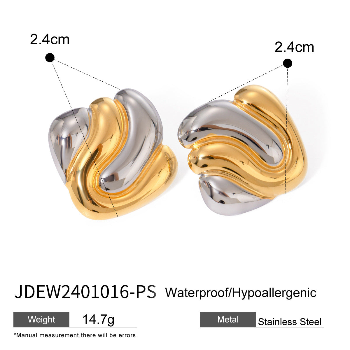 Matching Stainless Steel Jewelry Two-color Gold Sier Bright Earrings