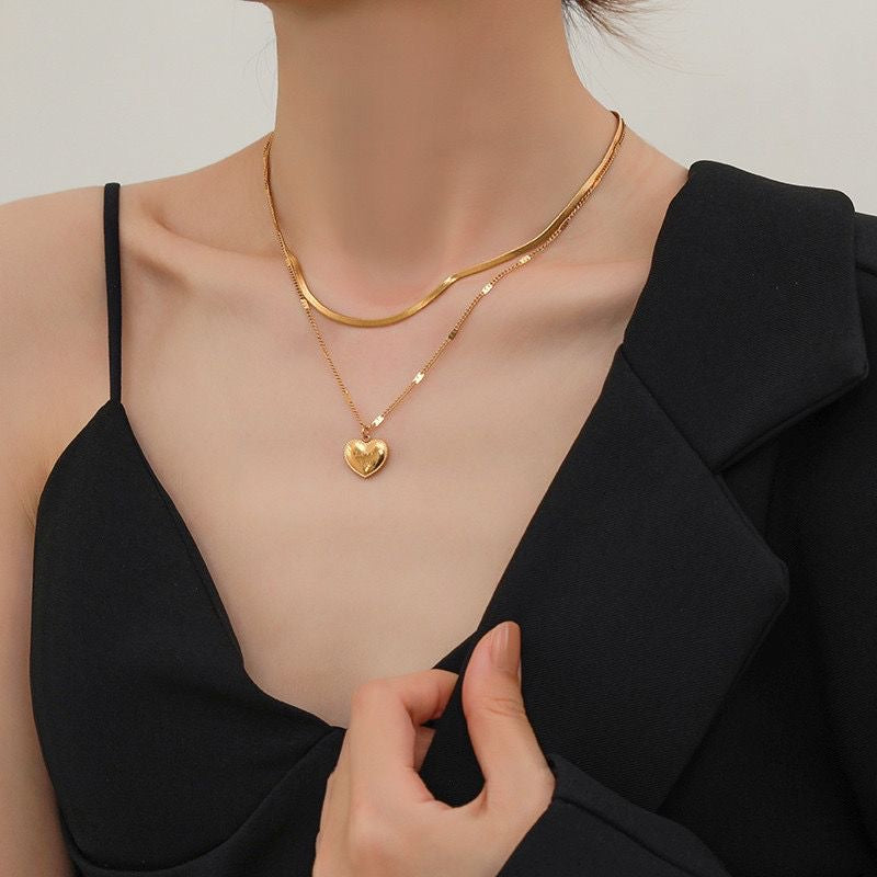 Women's With Light Luxury Letters Lovely Heart Twin Necklaces