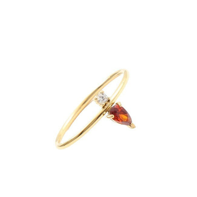 Jacinth White Zircon Thin Titanium Steel Gold Rings