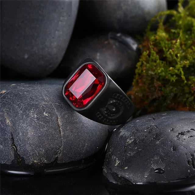 Men's Ornament Snakelike Winding Black Flat Gemstone Vintage Rings