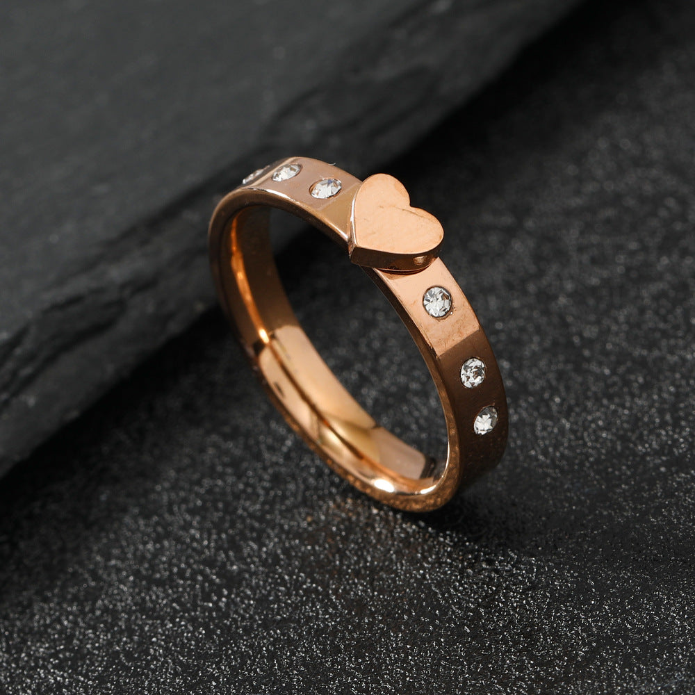 Simple Three-dimensional Welding Heart Shape With Diamond Titanium Rings