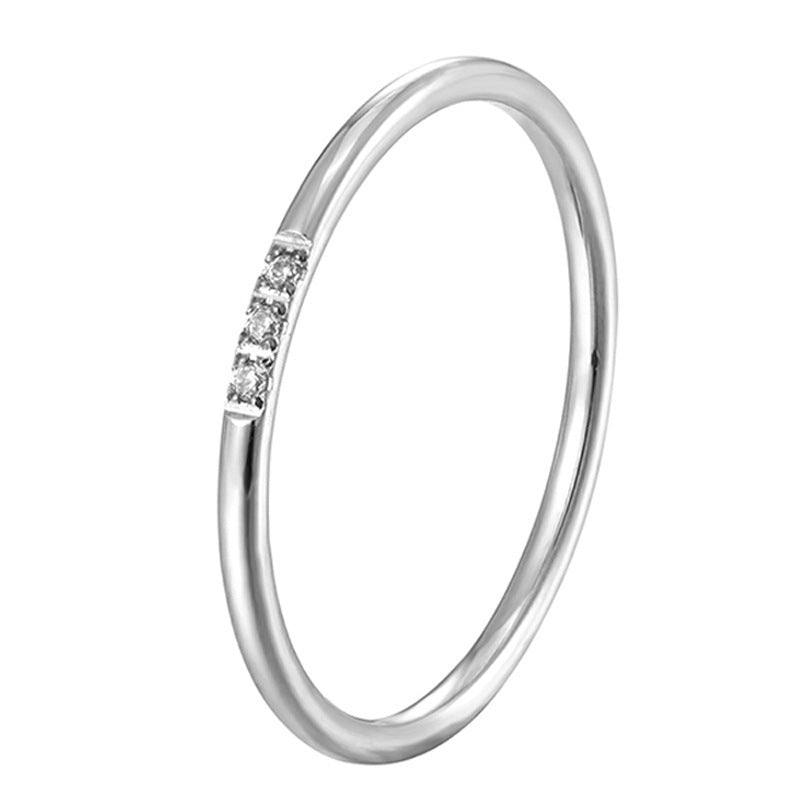 With Diamond Simple Design Female Titanium Ring