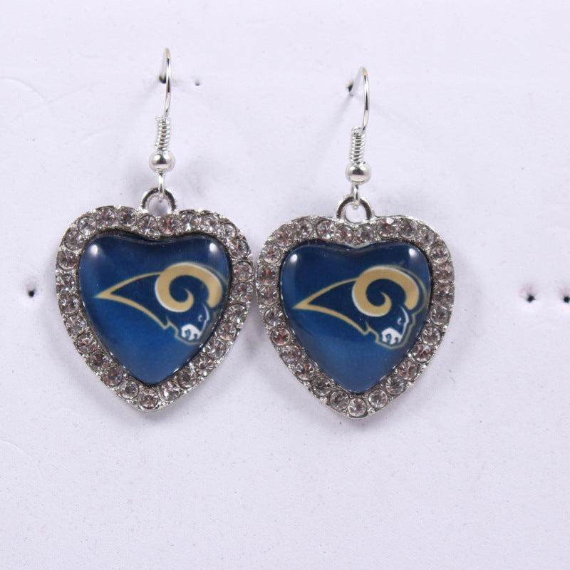 Peach Heart Spot Drill Sports Team Series Earrings