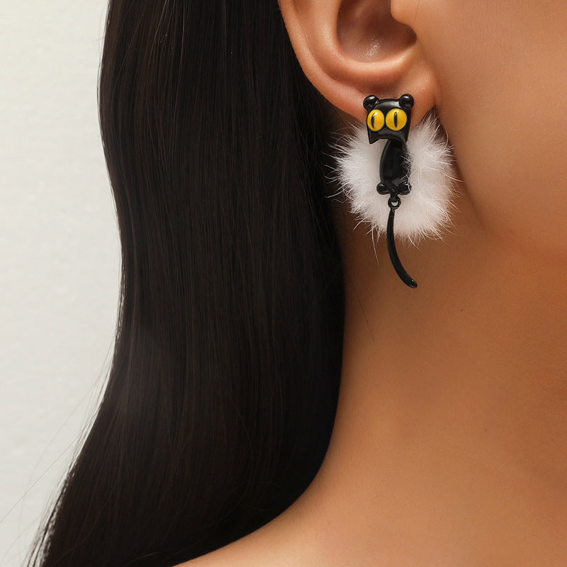 Cute Kitty Animal Simple Creative Detachable Earrings