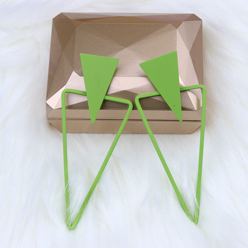 Triangle Stitching Spray Paint High Profile Earrings