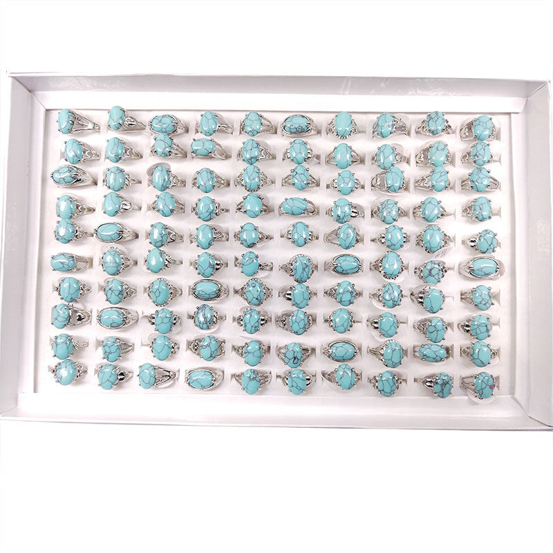 Women's Ornament African Turquoise Gemstone Index Finger Rings