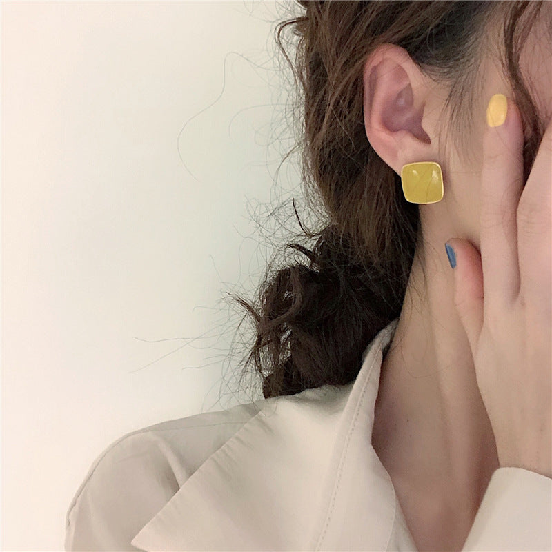 Women's Sier Needle Morandi Drop Glazed Niche Earrings