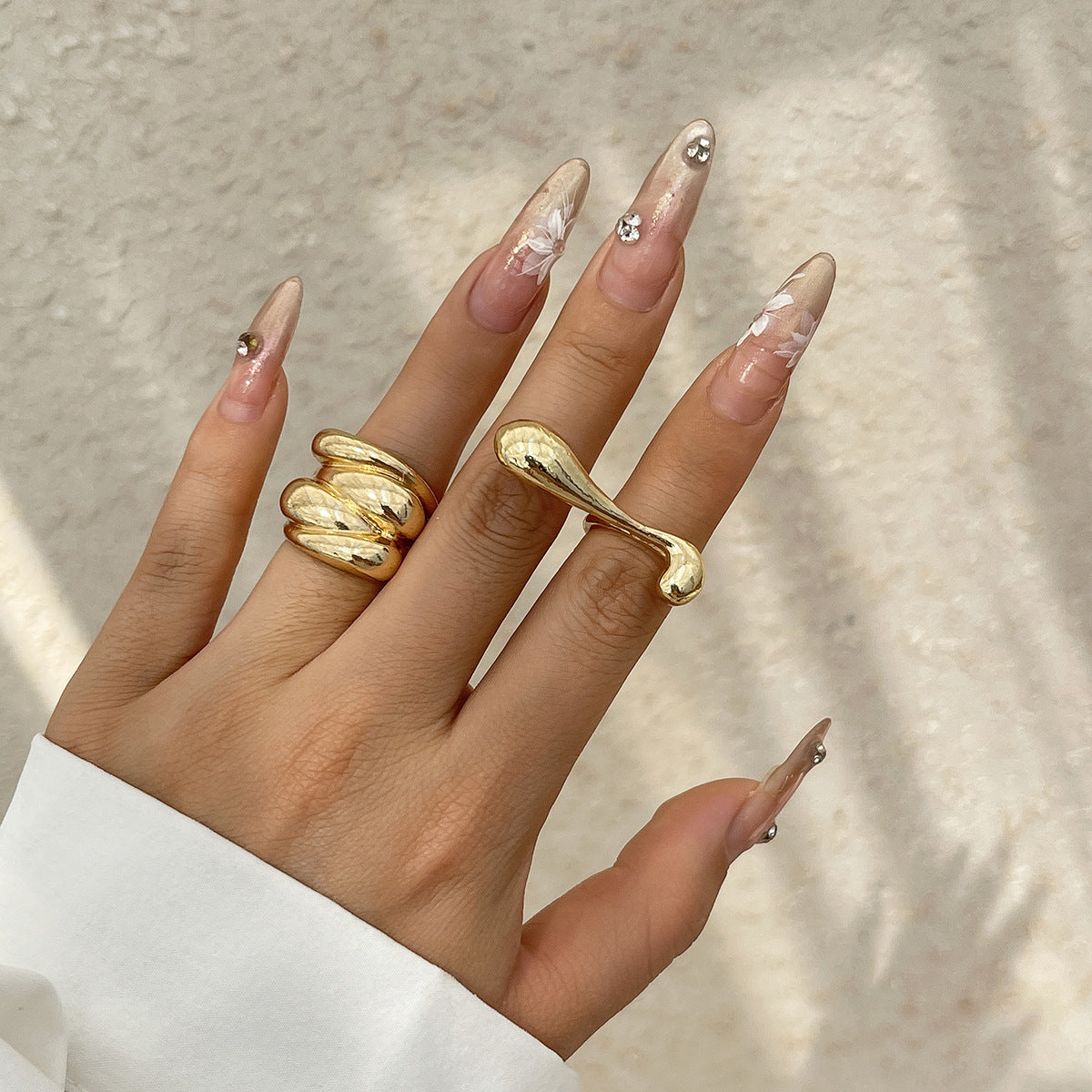 Style Metal Irregular Water Drop Petal Rings