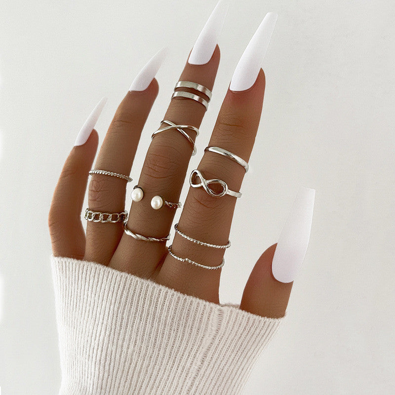 Punk Gold Wide Chain Suit Pcs Set Fashion Rings