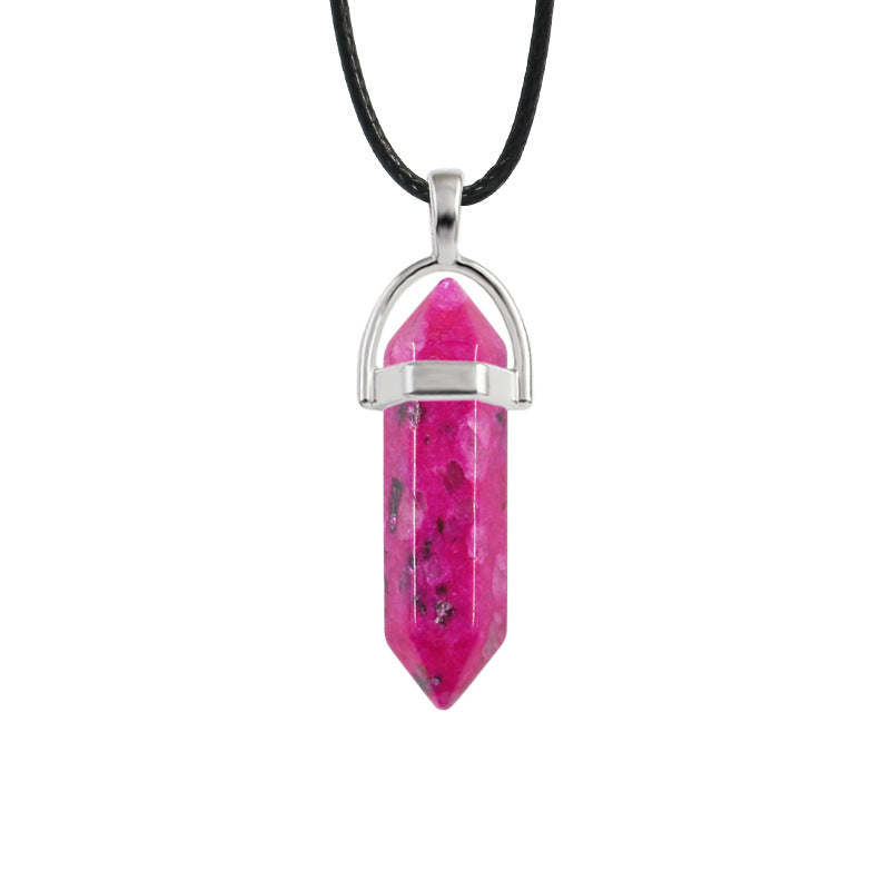 Natural Stone Hexagon Prism Fashion Crystal Necklaces