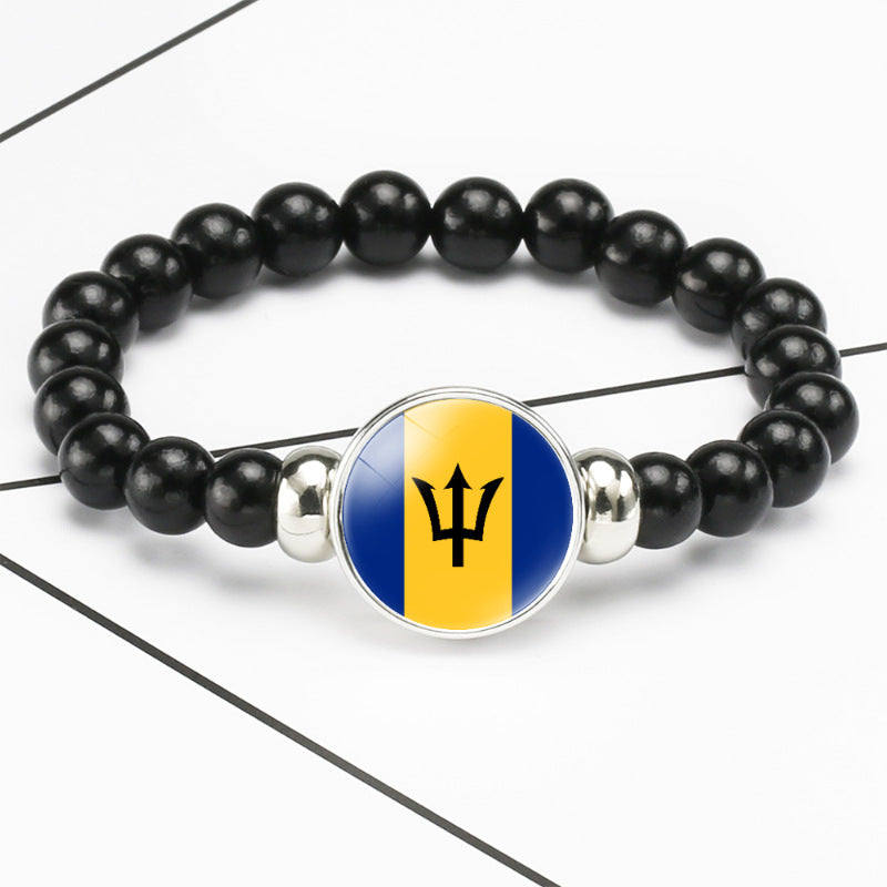 Pattern Time Stone Black Elastic String Bracelets