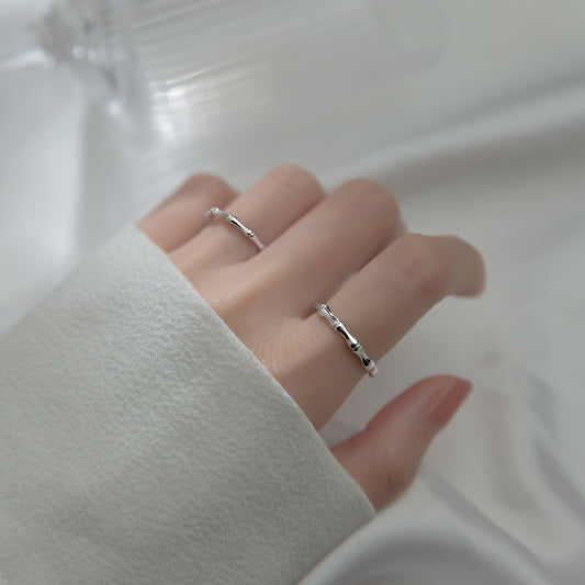 Sier Fresh Bamboo Couple Korean Style Rings