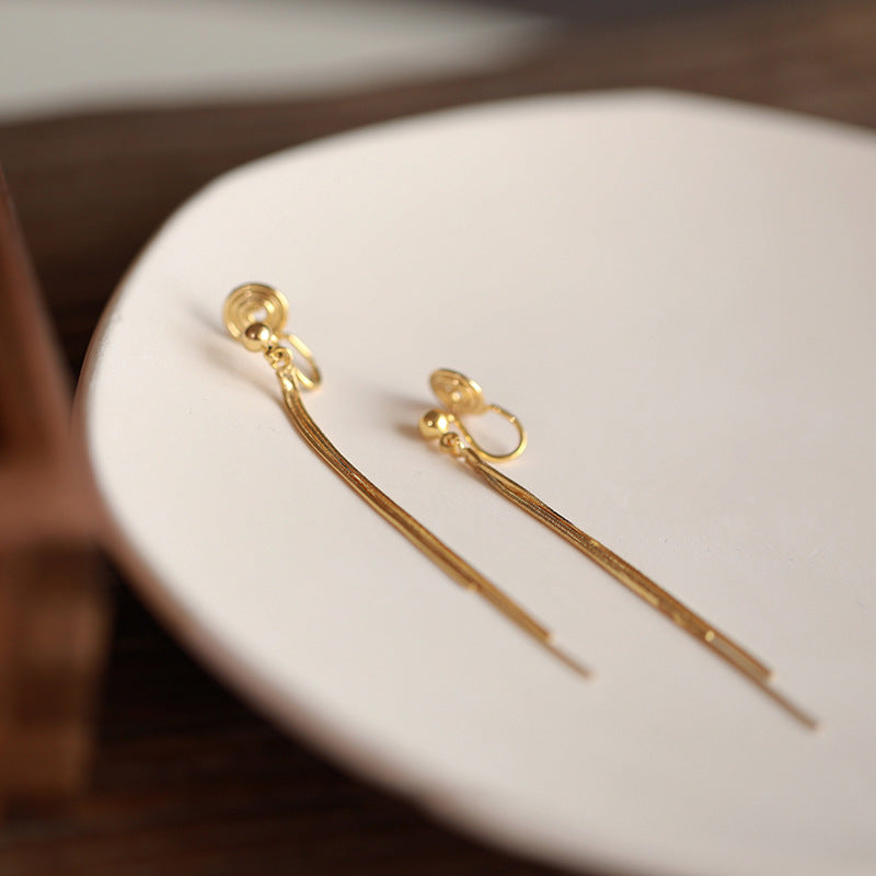 Tassel Ear Clips Female Sier Mosquito Earrings