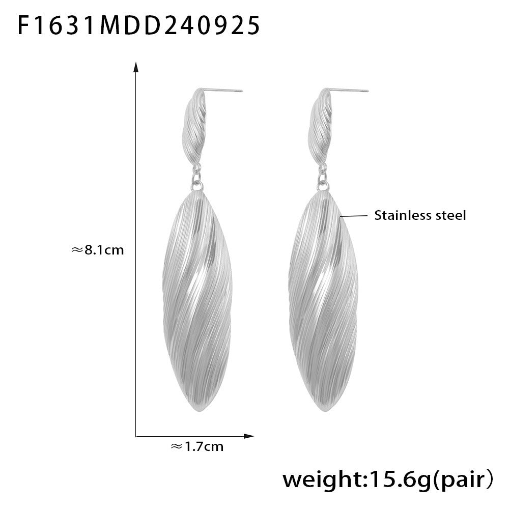 Striped Long Shell Eardrops Fashionable Stainless Earrings