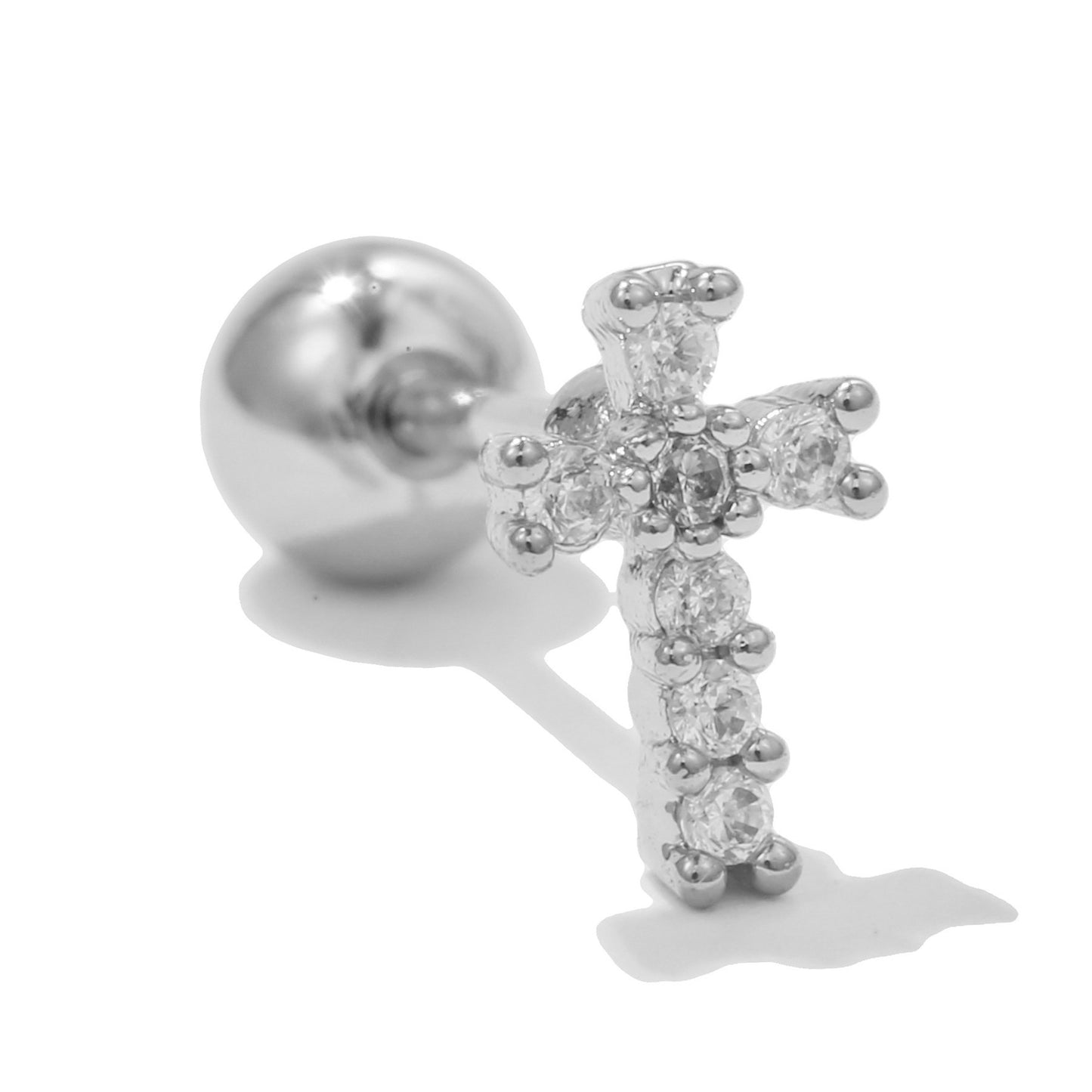 Color Zircon Ear Bone Stainless Steel Earrings