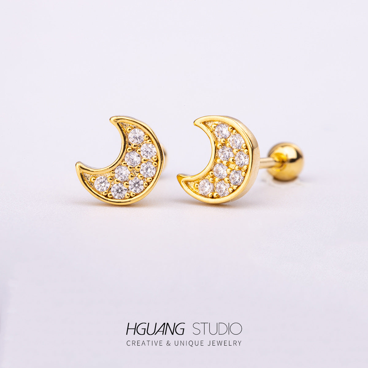 Steel Gold Micro Inlaid Zirconium Ear Earrings