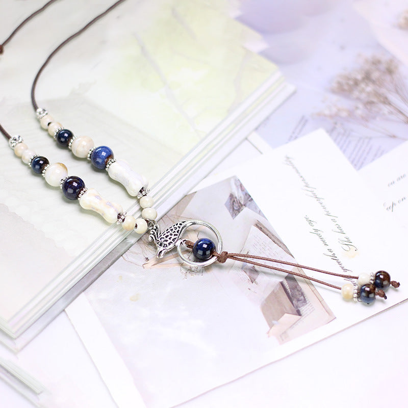 Ceramic Sweater Chain Jewelry Beaded Chinese Female Light Luxury Necklaces