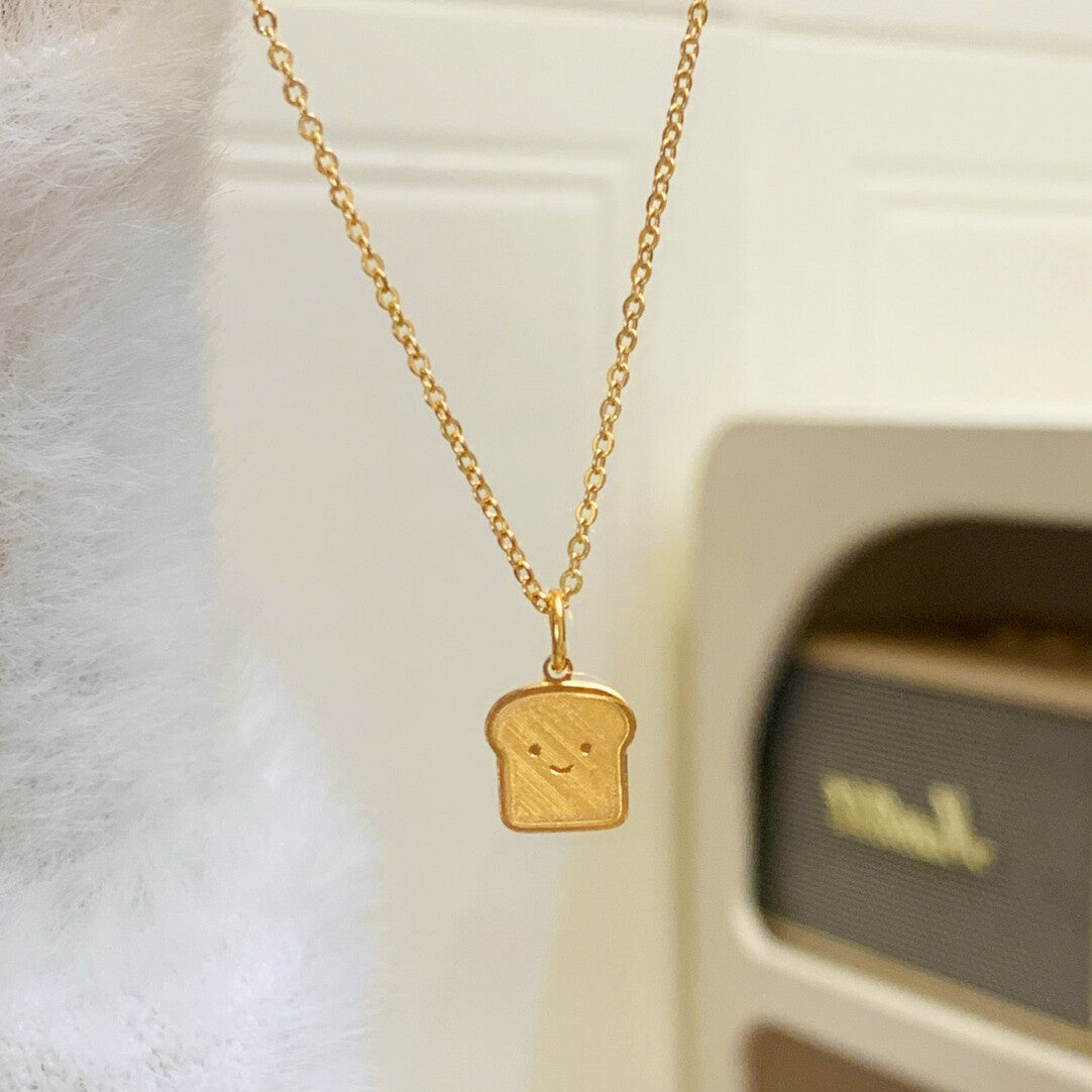 Chinese Style National Trendy Smile Toast Bread Necklace